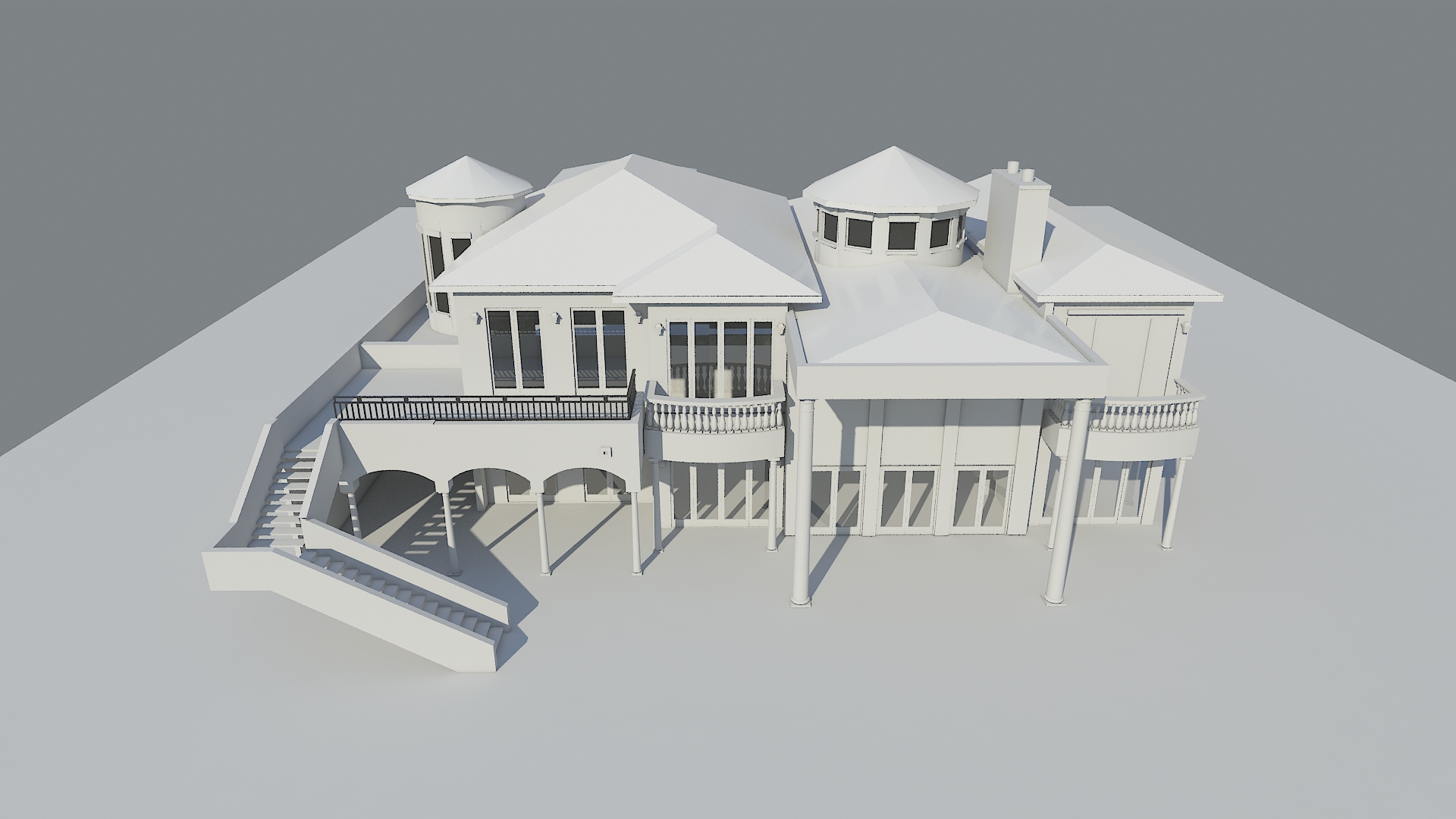 Reference rendering of the TiTarps house with a white temporary roof covering